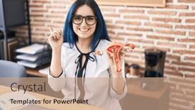  Presentation with it pain points - Presentation theme having young-girl-with-blue-hair background and a coral colored foreground