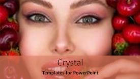  Presentation with makeup - Slide set with young-girl-with-bright-makeup background and a coral colored foreground