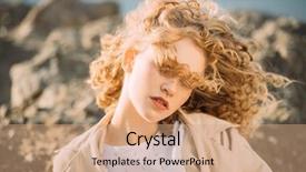  Presentation with curly hair - Slide set with young girl with curly fair background and a coral colored foreground