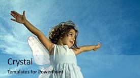  Presentation with fairy and dragons - Amazing PPT layouts having young girl with fairy wings backdrop and a light blue colored foreground