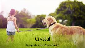  Presentation with walking - Audience pleasing presentation consisting of young girl with golden retriever backdrop and a gold colored foreground