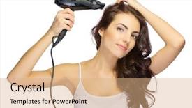  Presentation with hair care - Colorful presentation enhanced with young girl with hair dryer backdrop and a coral colored foreground