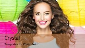  Presentation with long hair - Slide set having young girl with long brown background and a red colored foreground