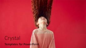  Presentation with tossing - Slides featuring young-girl-with-long-red background and a red colored foreground
