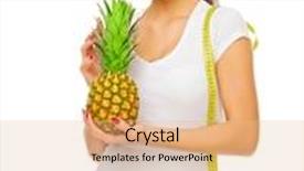  Presentation with measurement - PPT theme enhanced with young girl with pineapple and measurement tape isolated background and a coral colored foreground