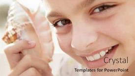  Presentation with seashell - Theme featuring young girl with seashell background and a coral colored foreground