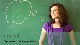  Presentation with bubble - Presentation theme with young-girl-with-speech-bubble background and a ocean colored foreground