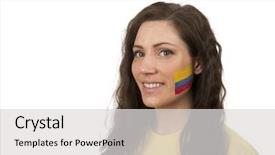  Presentation with flag - Presentation theme consisting of young-girl-with-the-columbian background and a light gray colored foreground