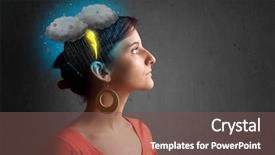  Presentation with thunderstorm - Amazing presentation theme having young girl with thunderstorm lightning headache illustration backdrop and a violet colored foreground