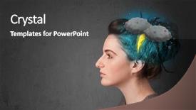  Presentation with thunderstorm - PPT theme with young girl with thunderstorm lightning headache illustration background and a dark gray colored foreground