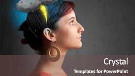  Presentation with thunderstorm - Amazing slide deck having young-girl-with-thunderstorm-lightning backdrop and a tawny brown colored foreground