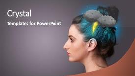  Presentation with thunderstorm - PPT theme having young-girl-with-thunderstorm-lightning background and a gray colored foreground