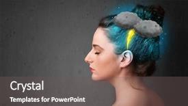  Presentation with thunderstorm - Cool new slide set with young-girl-with-thunderstorm-lightning backdrop and a gray colored foreground