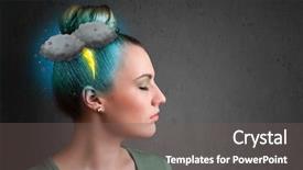  Presentation with thunderstorm - Presentation theme having young-girl-with-thunderstorm-lightning background and a gray colored foreground