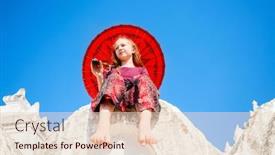  Presentation with umbrella - Theme enhanced with young-girl-with-traditional-burmese background and a lemonade colored foreground