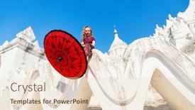  Presentation with group of three young girl - PPT layouts with young-girl-with-traditional-burmese background and a lemonade colored foreground