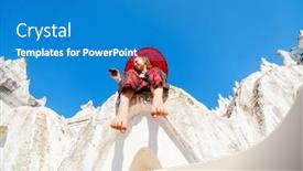  Presentation with umbrella - Presentation design featuring young-girl-with-traditional-burmese background and a teal colored foreground