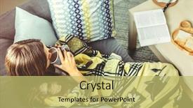  Presentation with relaxing - PPT layouts featuring young girl wrapped in blanket background and a yellow colored foreground