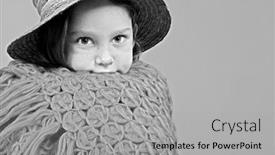  Presentation with straw - Beautiful presentation design featuring young girl wrapped in shawl wearing straw hat backdrop and a light gray colored foreground