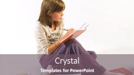 Presentation with diary - Presentation having young girl writing in her diary or book background and a gray colored foreground