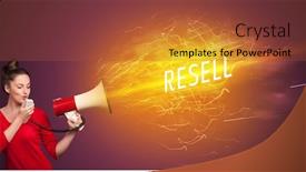  Presentation with online shopping - Beautiful slides featuring young-girld-shouting-in-megaphone backdrop and a red colored foreground