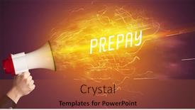  Presentation with online shopping - Presentation design enhanced with young-girld-shouting-in-megaphone background and a red colored foreground