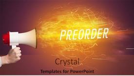  Presentation with online shopping - Presentation theme with young-girld-shouting-in-megaphone background and a red colored foreground