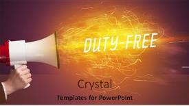  Presentation with duty free shopping - PPT layouts having young-girld-shouting-in-megaphone background and a red colored foreground