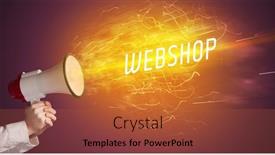  Presentation with webshop - Presentation theme having young-girld-shouting-in-megaphone background and a red colored foreground