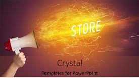  Presentation with online shopping store - Slides enhanced with young-girld-shouting-in-megaphone background and a red colored foreground