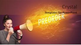  Presentation with close up of young girls - Presentation theme consisting of young-girld-shouting-in-megaphone background and a red colored foreground