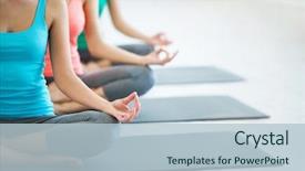  Presentation with yoga - Presentation enhanced with young girls do yoga indoors background and a light blue colored foreground