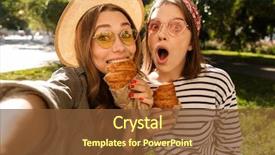  Presentation with friends - Slide deck with young girls friends having fun background and a tawny brown colored foreground