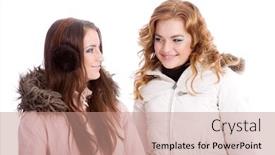  Presentation with sly - Beautiful PPT layouts featuring young-girls-in-feather-beds backdrop and a coral colored foreground