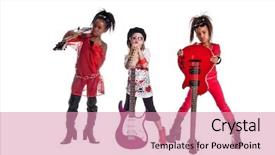  Presentation with ethnic group - Theme having young girls playing girl band background and a coral colored foreground
