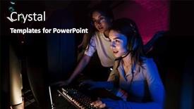  Presentation with tournament - Presentation theme consisting of young-girls-playing-in-online background and a black colored foreground