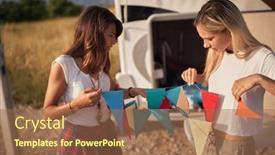  Presentation with girls trip - PPT theme having young-girls-preparing-party background and a coral colored foreground