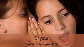  Presentation with german shepherd two young puppys - Slide deck featuring young girls sharing a secret background and a  colored foreground