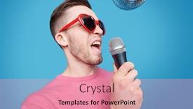  Presentation with isolation - Cool new slides with young-glamorous-man-in-heartshaped backdrop and a coral colored foreground