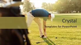  Presentation with red gold green field - Cool new presentation theme with wram up - young golf sportsman doing warming backdrop and a  colored foreground