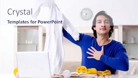  Presentation with knitting - Beautiful PPT theme featuring young-good-looking-man-knitting backdrop and a sky blue colored foreground