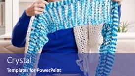  Presentation with knitting - Presentation theme featuring young-good-looking-man-knitting background and a navy blue colored foreground