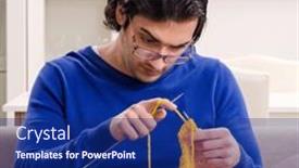  Presentation with knitting - Presentation consisting of young-good-looking-man-knitting background and a navy blue colored foreground