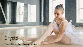  Presentation with ballerina - Theme consisting of young-graceful-ballerina-tying-beige background and a mint green colored foreground