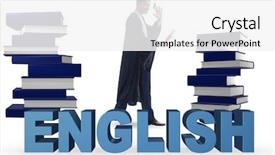  Presentation with language english - Slide deck with young graduate in english language background and a white colored foreground