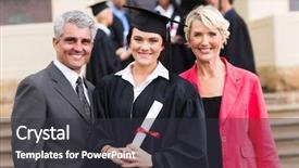  Presentation with parents - PPT theme featuring happy parents at graduation background and a dark gray colored foreground
