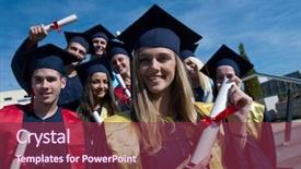  Presentation with university building - PPT layouts having young graduates students group standing background and a  colored foreground