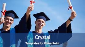  Presentation with university building - Presentation design consisting of young graduates students group standing background and a  colored foreground