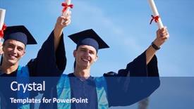  Presentation with university building - Theme having young graduates students group standing background and a  colored foreground