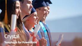  Presentation with university building - PPT layouts having young graduates students group standing background and a  colored foreground